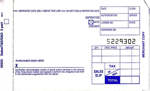 100 Sales Slips for Imprinter (3 copy Short) 3-part-compact - Click Image to Close